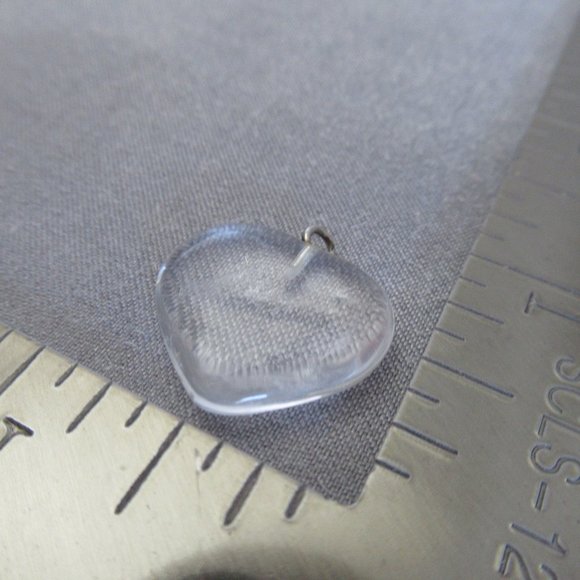 Clear Quartz Heart Charm, Natural Stone and Sterling Silver - Picture 4 of 5